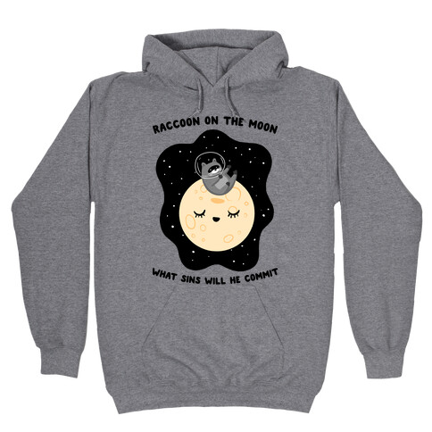 Raccoon On The Moon What Sins Will He Commit Hooded Sweatshirt