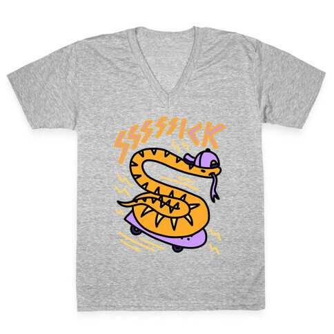 Sssssick Skating Snake V-Neck Tee Shirt