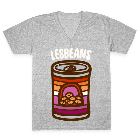 Lesbeans White Print V-Neck Tee Shirt