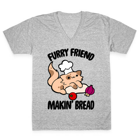 Furry Friend Makin' Bread V-Neck Tee Shirt