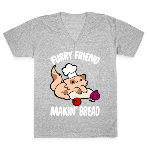 Furry Friend Makin' Bread V-Neck Tee Shirt