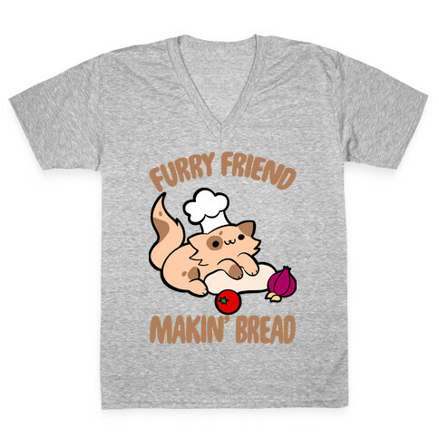Furry Friend Makin' Bread V-Neck Tee Shirt