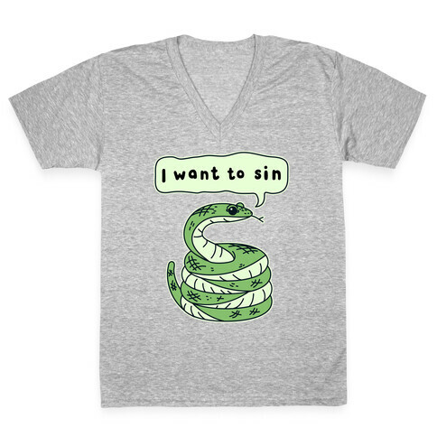 I Want To Sin Ominous Snake V-Neck Tee Shirt