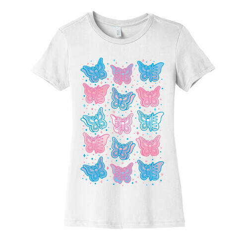 Butterfly Clips Trans Pride  Womens T-Shirt