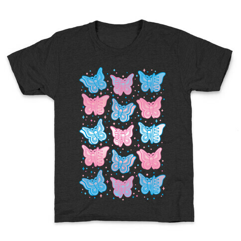 Butterfly Clips Trans Pride White Print Kids T-Shirt