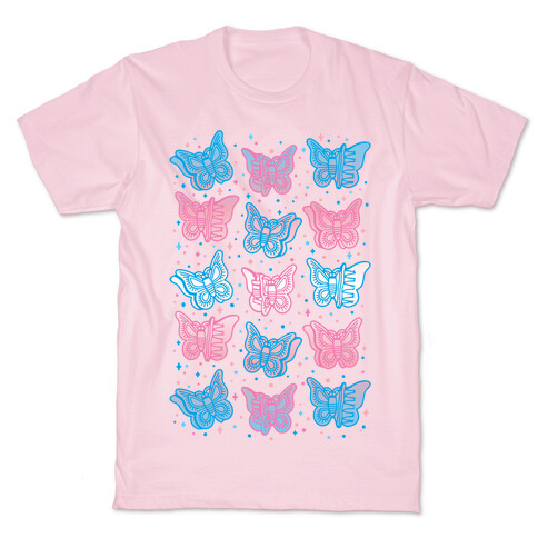 Butterfly Clips Trans Pride White Print T-Shirt