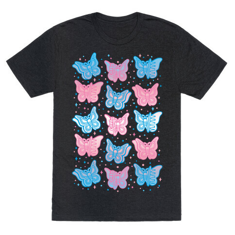 Butterfly Clips Trans Pride White Print T-Shirt