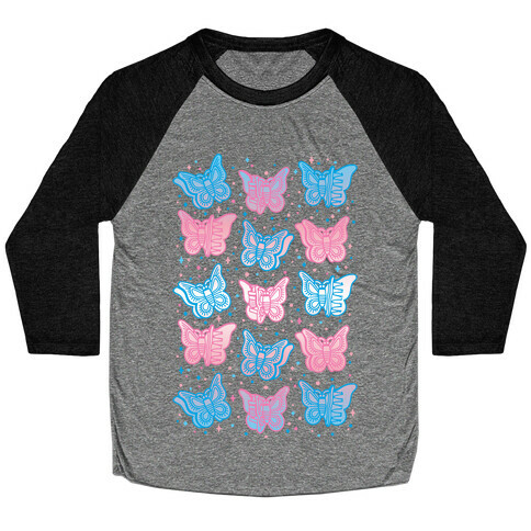 Butterfly Clips Trans Pride White Print Baseball Tee