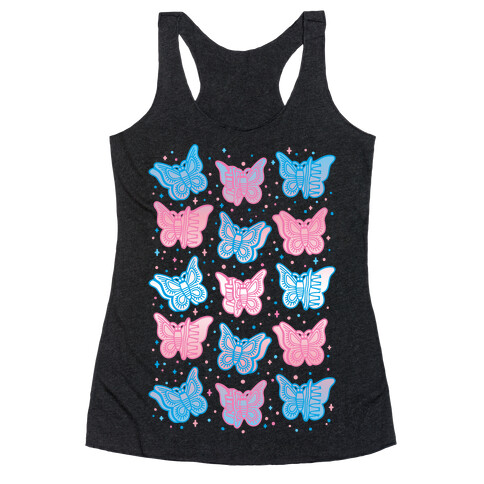 Butterfly Clips Trans Pride White Print Racerback Tank Top