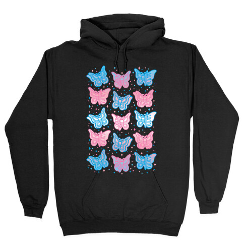 Butterfly Clips Trans Pride White Print Hooded Sweatshirt