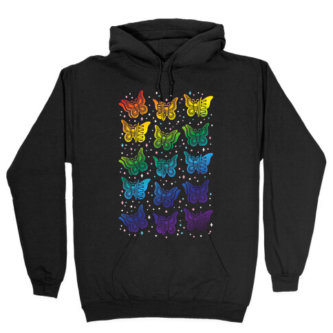 Butterfly Clips LGBTQIA+ Pride White Print Hooded Sweatshirt