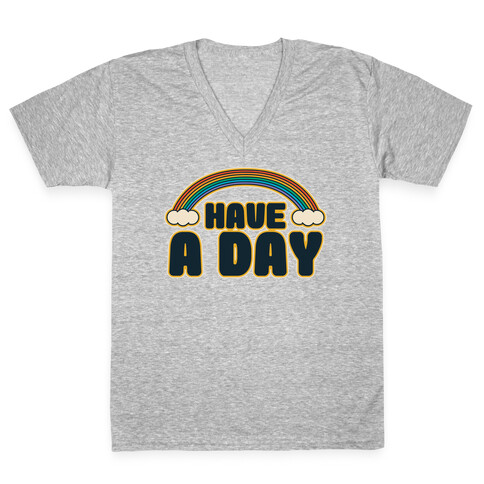 Have A Day White Print V-Neck Tee Shirt