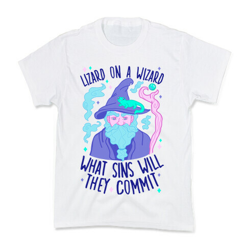 Lizard On A Wizard What Sins Will They Commit Kids T-Shirt