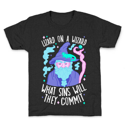 Lizard On A Wizard What Sins Will They Commit Kids T-Shirt