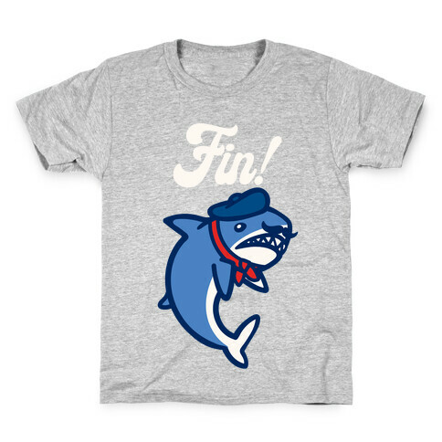 Fin French Shark Parody White Print Kids T-Shirt