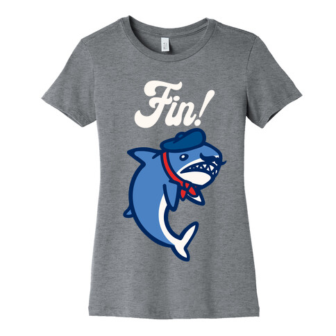 Fin French Shark Parody White Print Womens T-Shirt