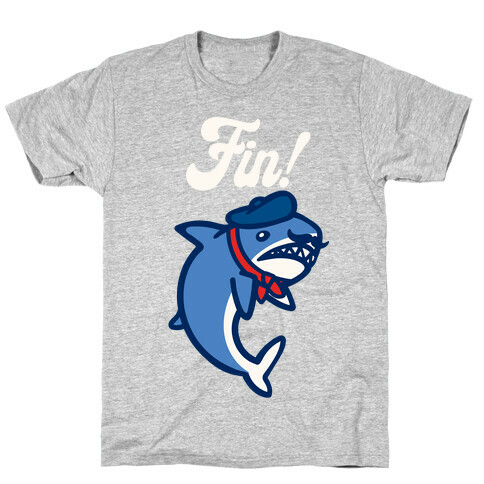 Fin French Shark Parody White Print T-Shirt