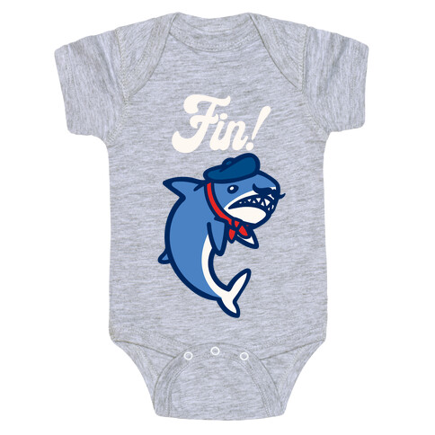 Fin French Shark Parody White Print Baby One-Piece