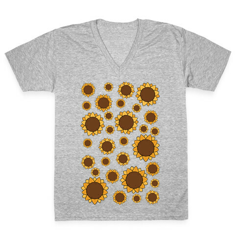 Sunflower Pattern V-Neck Tee Shirt