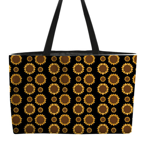 Sunflower Pattern Black Weekender Tote