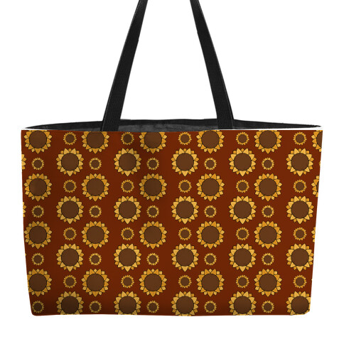 Sunflower Pattern Brown Weekender Tote