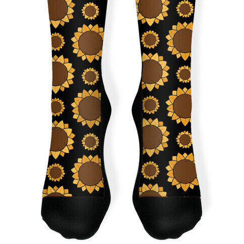 Sunflower Pattern Black Sock
