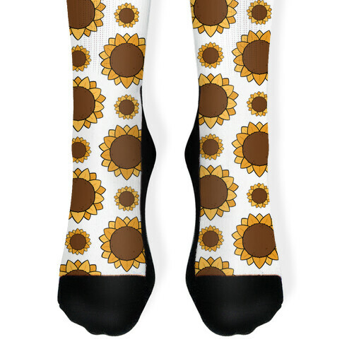 Sunflower Pattern White Sock
