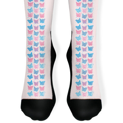 Butterfly Clips Trans Pride  Sock