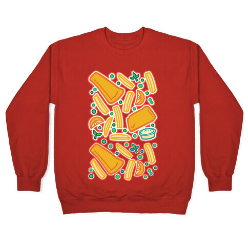 Groovy Fish And Chips White Print Pullover