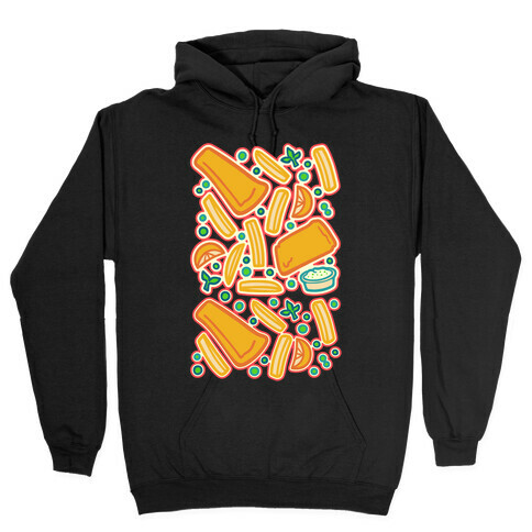 Groovy Fish And Chips White Print Hooded Sweatshirt