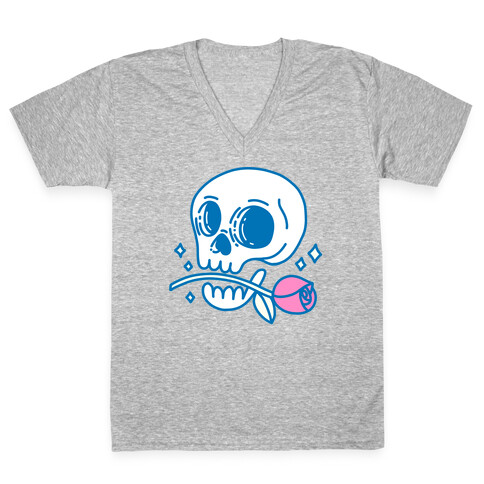 Hopeless Romantic Skull V-Neck Tee Shirt