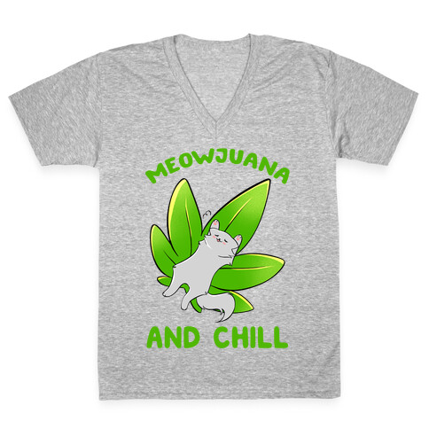 Meowjuana And Chill V-Neck Tee Shirt