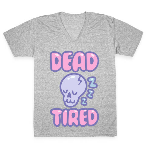 Dead Tired White Print V-Neck Tee Shirt