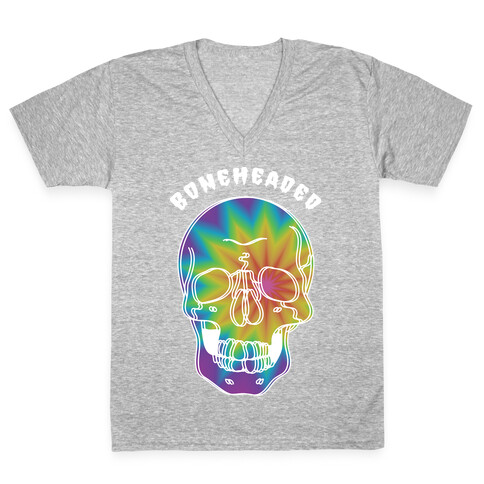 Boneheaded Trippy Skull V-Neck Tee Shirt