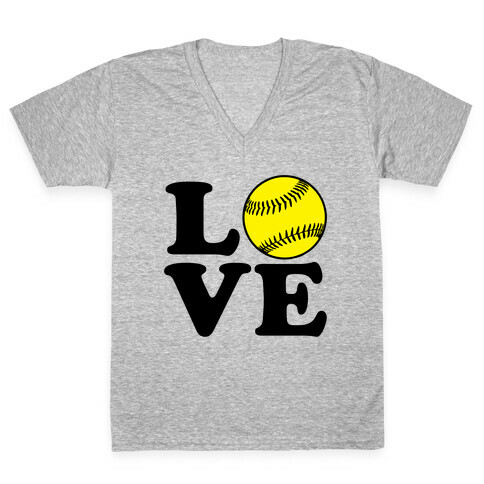 Love Softball V-Neck Tee Shirt