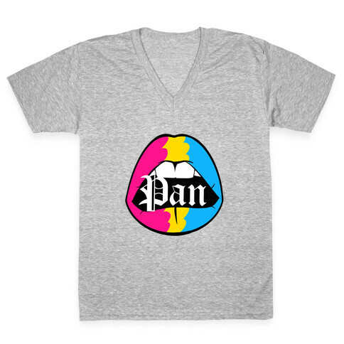 Pan Pride Lips  V-Neck Tee Shirt