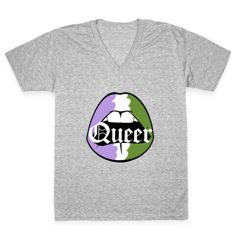 Queer Pride Lips  V-Neck Tee Shirt