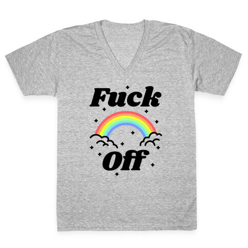 F*** Off Rainbow V-Neck Tee Shirt