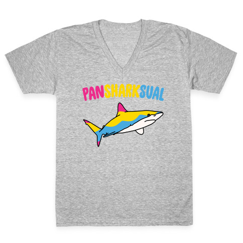 Pansharksual Pansexual Shark Parody V-Neck Tee Shirt