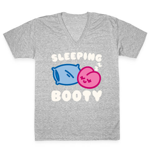 Sleeping Booty White Print V-Neck Tee Shirt