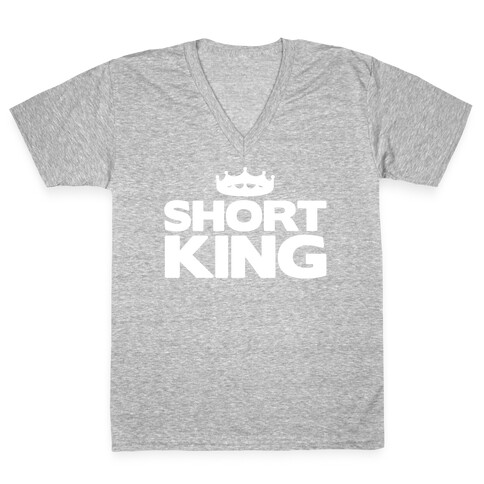 Short King White Print V-Neck Tee Shirt