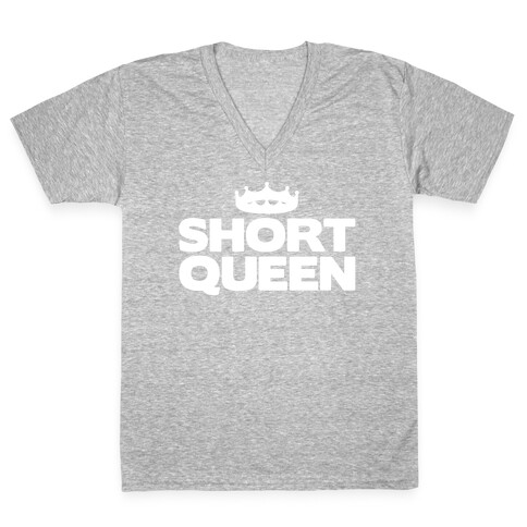 Short Queen White Print V-Neck Tee Shirt