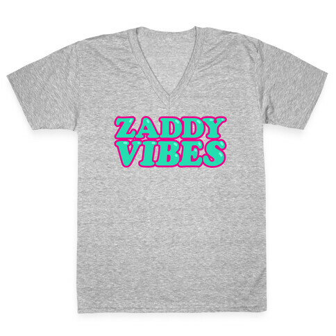 Zaddy Vibes White Print V-Neck Tee Shirt