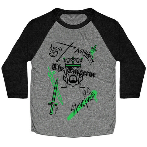 The Emperor Tarot Graphics (Black)  Baseball Tee