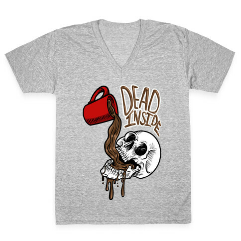 Dead Inside Skull & Coffee  V-Neck Tee Shirt