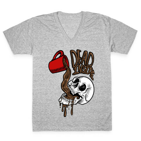 Dead Inside Skull & Coffee (black)  V-Neck Tee Shirt