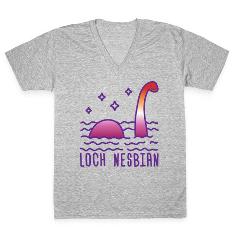 Loch Nesbian Lesbian Nessie V-Neck Tee Shirt