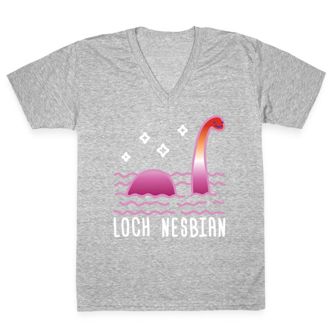 Loch Nesbian Lesbian Nessie V-Neck Tee Shirt