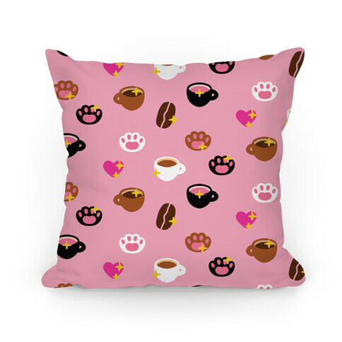 Kitty Coffee Beans Pattern Pillow