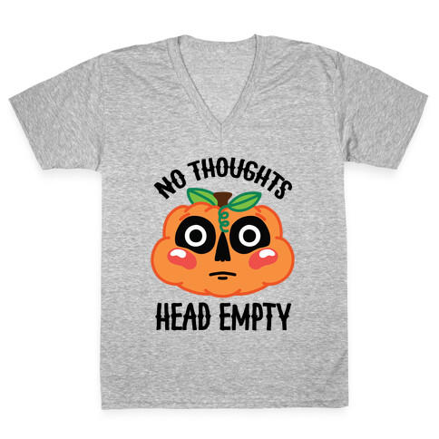 No Thoughts, Head Empty (Jack-O-Lantern) V-Neck Tee Shirt